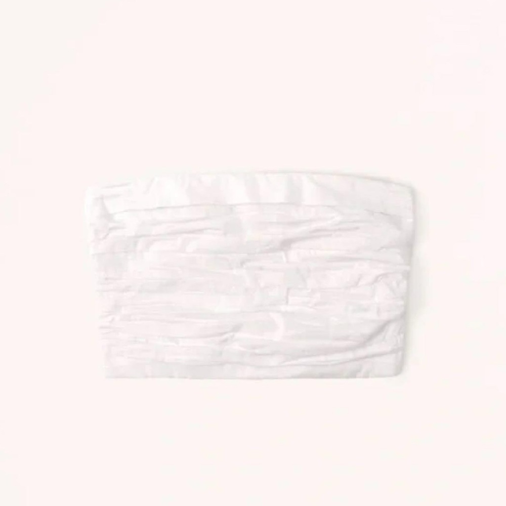 Abercrombie & Fitch Cream Ruched Strapless Top